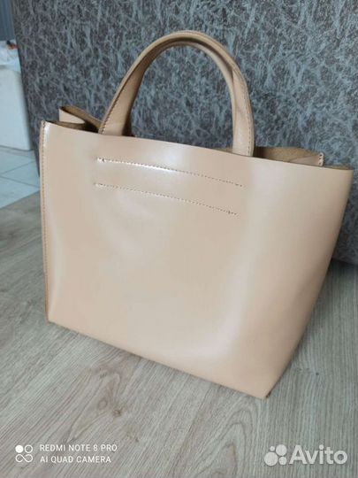 Сумка натуральная кожа бежевая