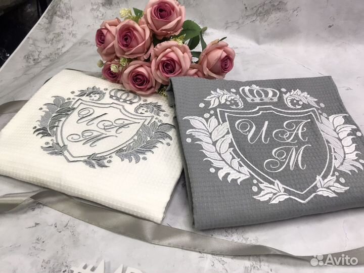 Вафельный халат с персональной вышивкой