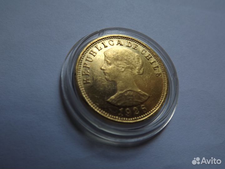 Золото 50песо 1926 Чили 10,17гр очень редкая