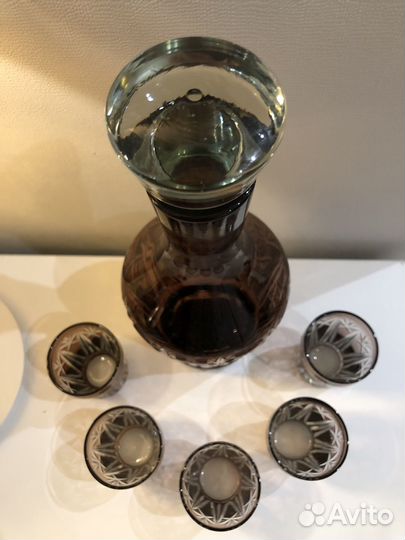 Графин/штоф и 5 стопок хрусталь. СССР 50-е годы