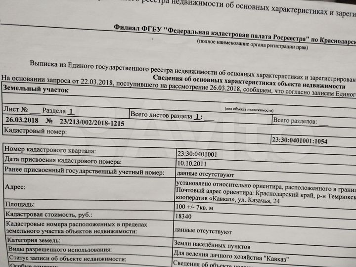 Участок 1 сот. (СНТ, ДНП)