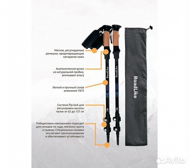 Палки для скандинавской ходьбы RoadLike Черника