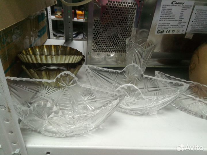 Конфетница лодочка. СССР. Хрусталь