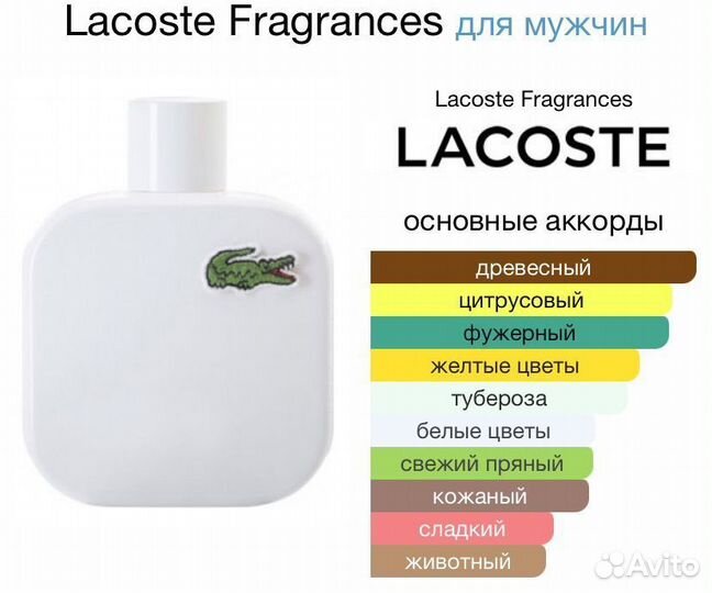 Lacoste L.12.12 Blanc парфюм мужской Лакост Белый