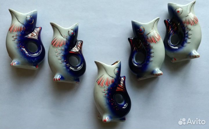 Графин, рюмки, сервиз «Семейство карпов», синий