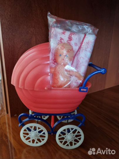 Коляска с пупсиком СССР, коляска для кукол пупсика