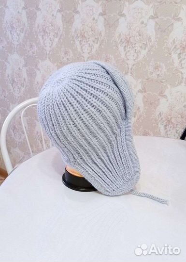 Шапка ушанка женская вязаная