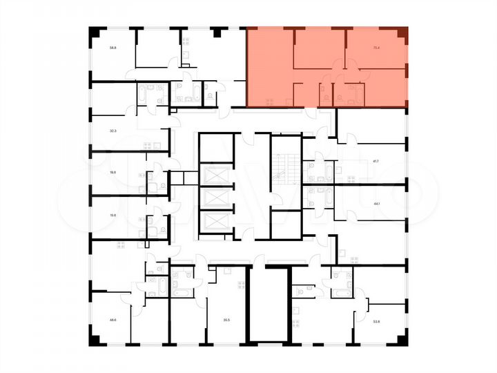 3-к. квартира, 75,4 м², 25/25 эт.