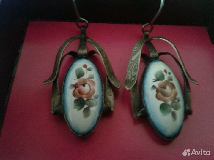 Серьги финифть СССР винтаж