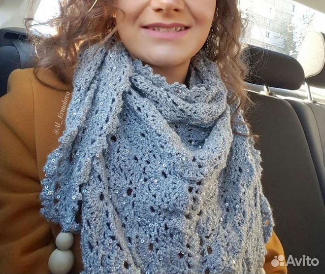 Шарф под пальто, снуд, косынка вязаная, бактус