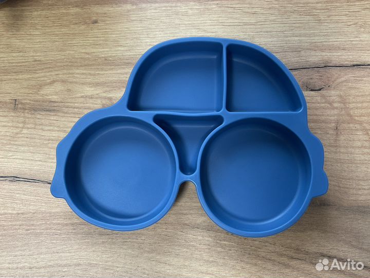 Тарелка силиконовая детская синий