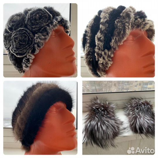 Шапка. Повязка. Мех чернобурки