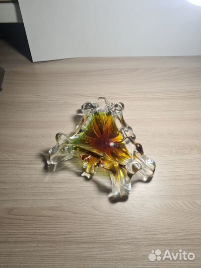 Пепельница чешское стекло