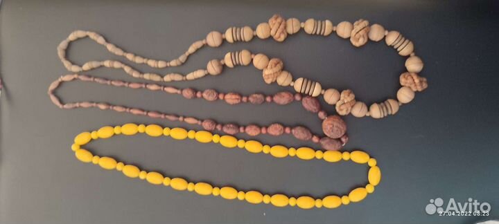 Бусы из дерева и войлока. Кулоны. Браслет. Винтаж