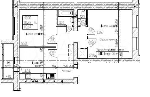 3-к. квартира, 80,7 м², 5/5 эт.