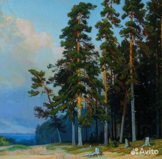 Картина маслом на холсте. Пейзаж. Лес. Природа