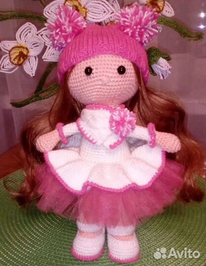 Вязаная игрушка ручной работы, кукла