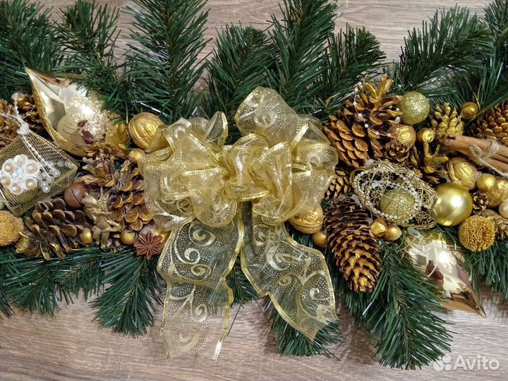 Новогодняя гирлянда 90 см, венок на дверь