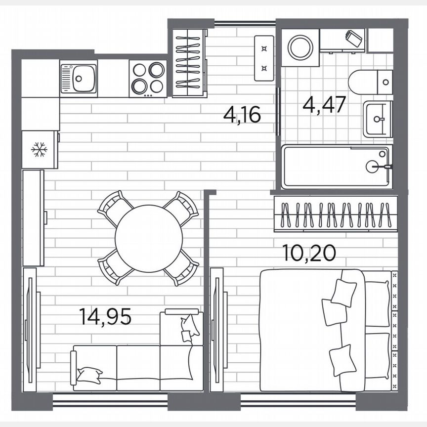 1-к. квартира, 33,8 м², 3/5 эт.