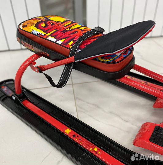 Снегокат «Тимка спорт 4-1» со спинкой с граффити н