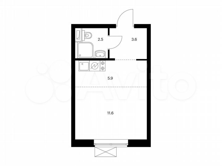 Квартира-студия, 23,6 м², 31/33 эт.