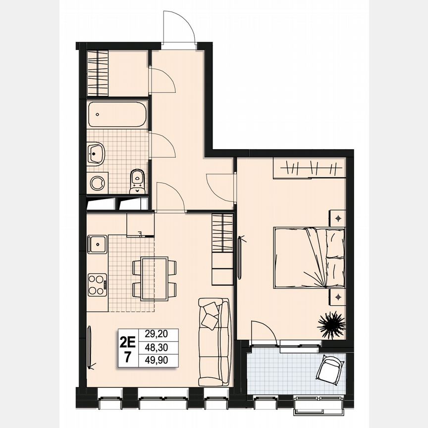 1-к. квартира, 48,3 м², 9/10 эт.