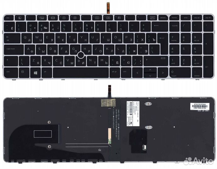 Клавиатура HP Elitebook 850 G3 черная, серая рамка