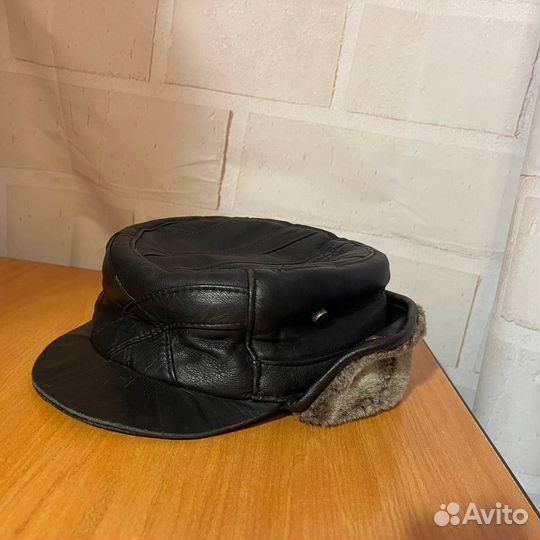 Шапка кожаная, ушанка, бейсболка, мужская