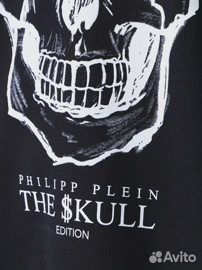 Худи хлопковое с принтом Philipp Plein