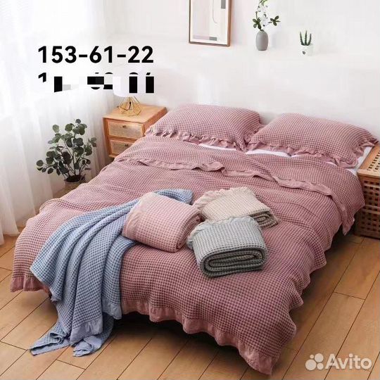 Плед покрывало хлопок евро полуторка