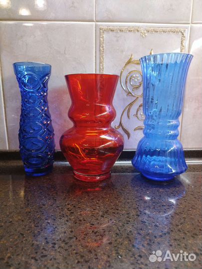 Вазы из цветного стекла СССР