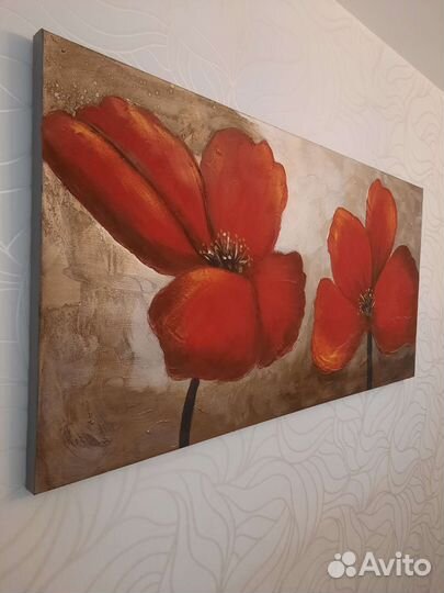 Картина маслом на холсте 150на76. Маки