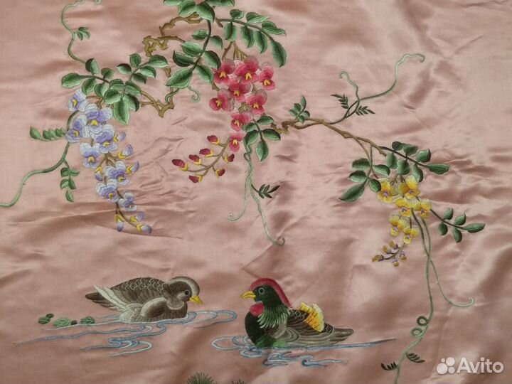 Скатерть шелк Китай СССР,вышивка