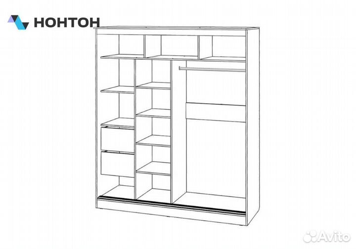 Шкаф-купе Элегант-3 сандал светлый