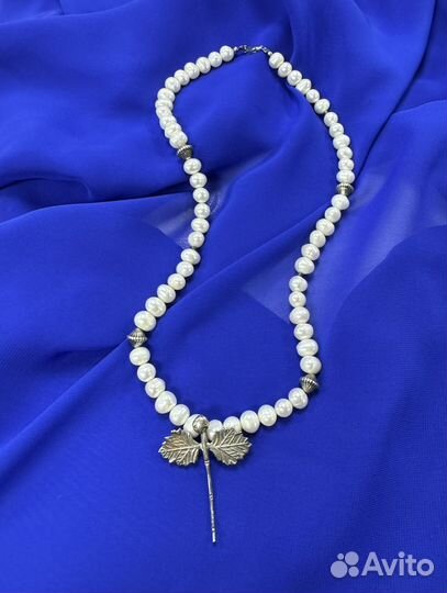 Колье со стрекозой из серебра