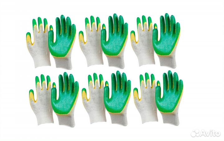 Перчатки хб с обливом. Зеленые