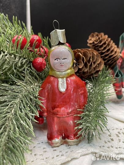 Елочная игрушка мальчик В шарфе СССР (сзр)