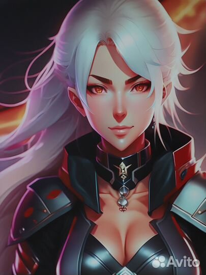 Картина аниме *Девушка с красными глазами*