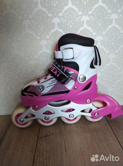 Детские ролики и защита 31-34 розовые