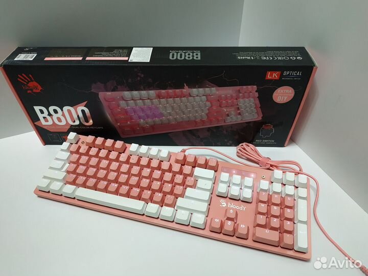 Игровая механическая клавиатура Bloody B800 Pink