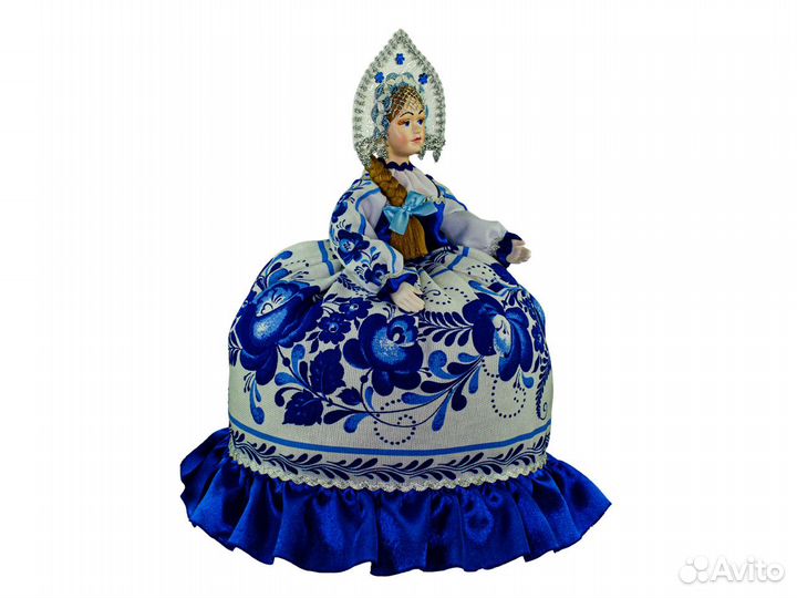 Русская кукла Гжель грелка на чайник хендмейд