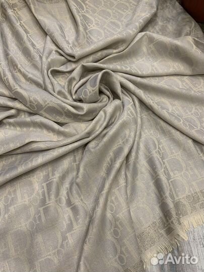 Кашемировый платок шаль Dior светло-серый