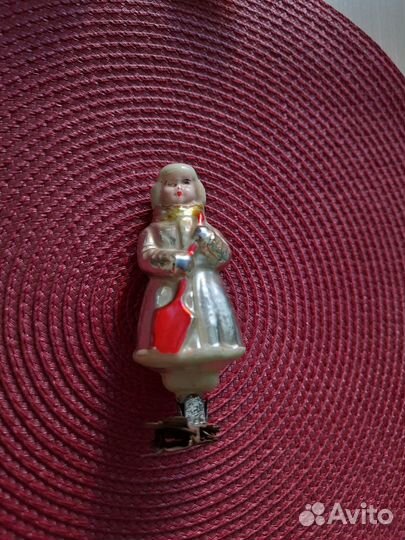 Елочная игрушка фигурка стекло СССР
