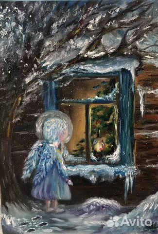 Картина маслом "Ангел у окошка"