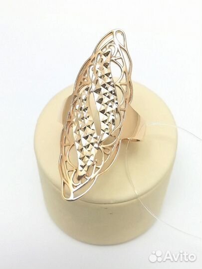 Золотое кольцо из красного золота 585 пробы, алмаз