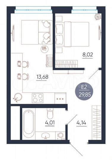 1-к. квартира, 29,9 м², 5/25 эт.