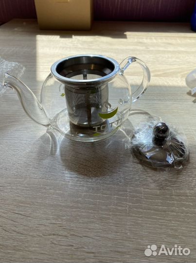 Новый стеклянный заварочный чайник на 600 мл