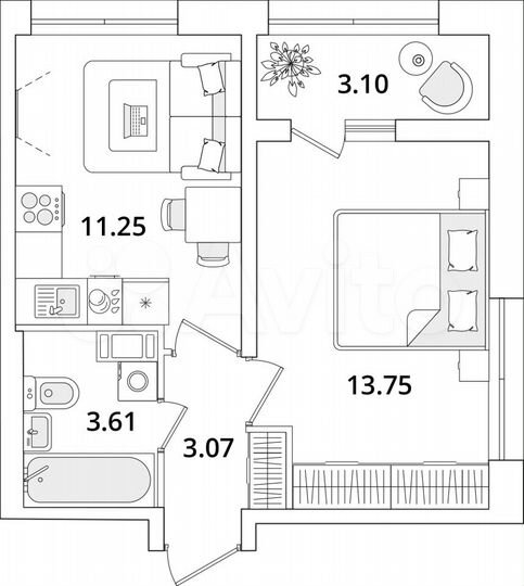 1-к. квартира, 33,2 м², 8/22 эт.