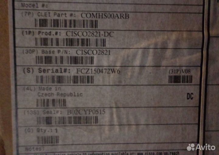 Маршрутизатор cisco2821-DC