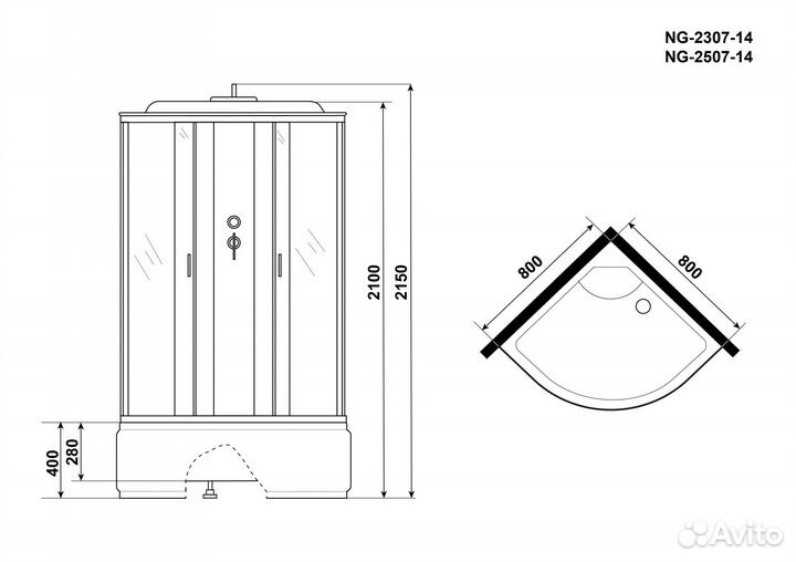 Душевая кабина Niagara Classic NG-2307-14 (80х80х215)